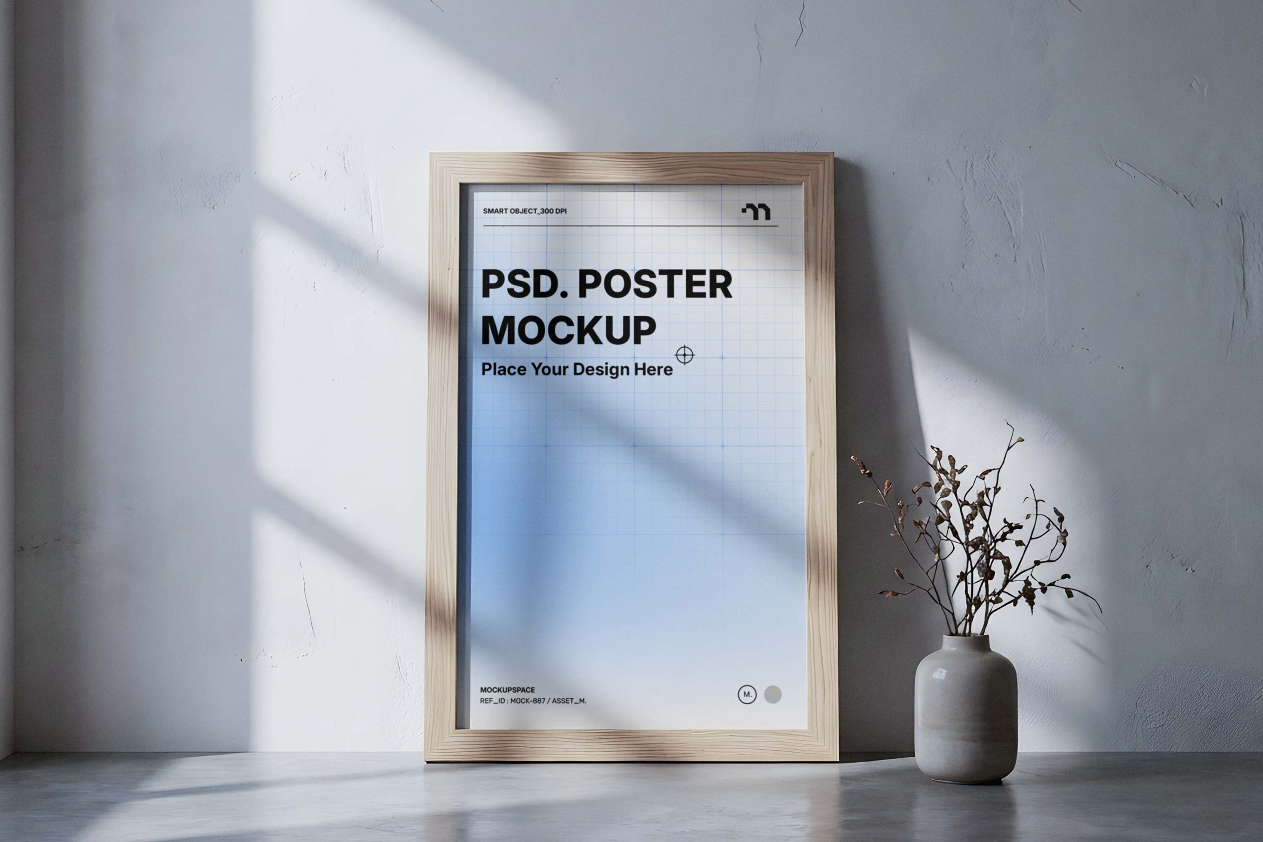 Minimalist Wooden Frame Poster Mockup