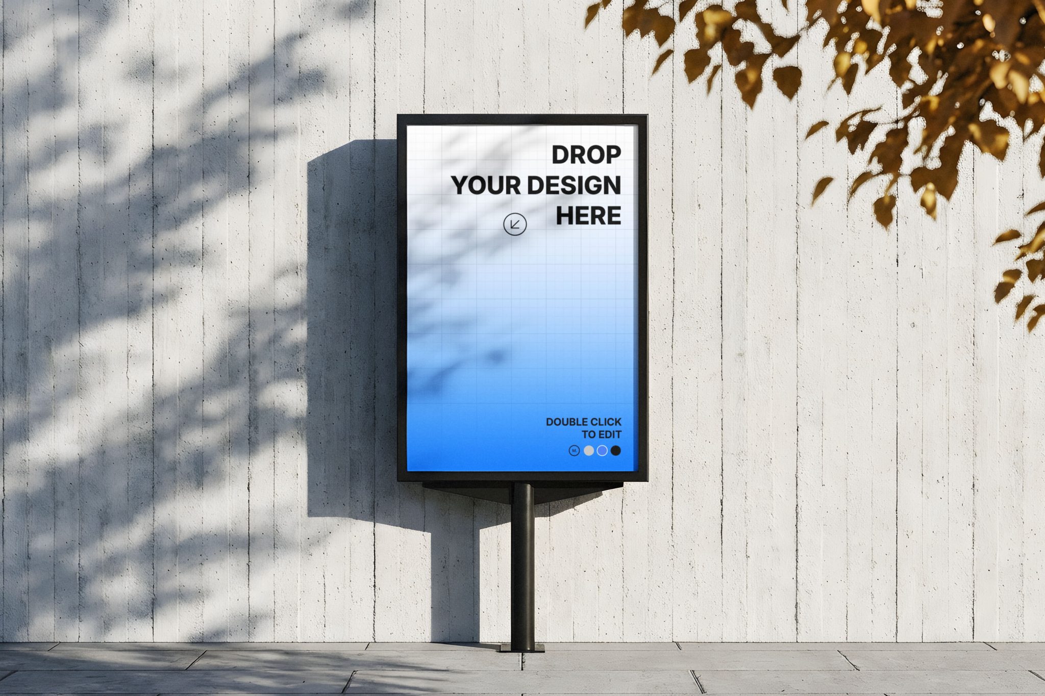 Modern Outdoor Vertical Billboard Mockup on Concrete Wall | Mockup Space