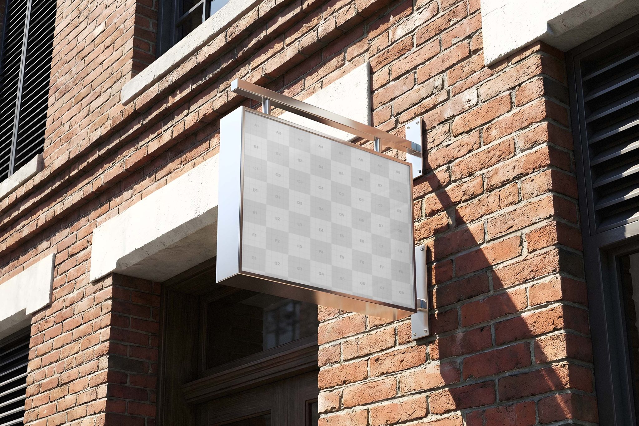 Free Outdoor Square Signage Mockup on Brick Wall | Mockup Space